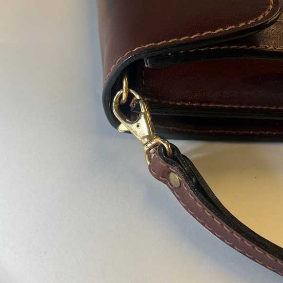 Bally Vintage Smooth Dark Brown Leather Stuctured Large Wristlet Clutch Bag - Picture 6 of 14